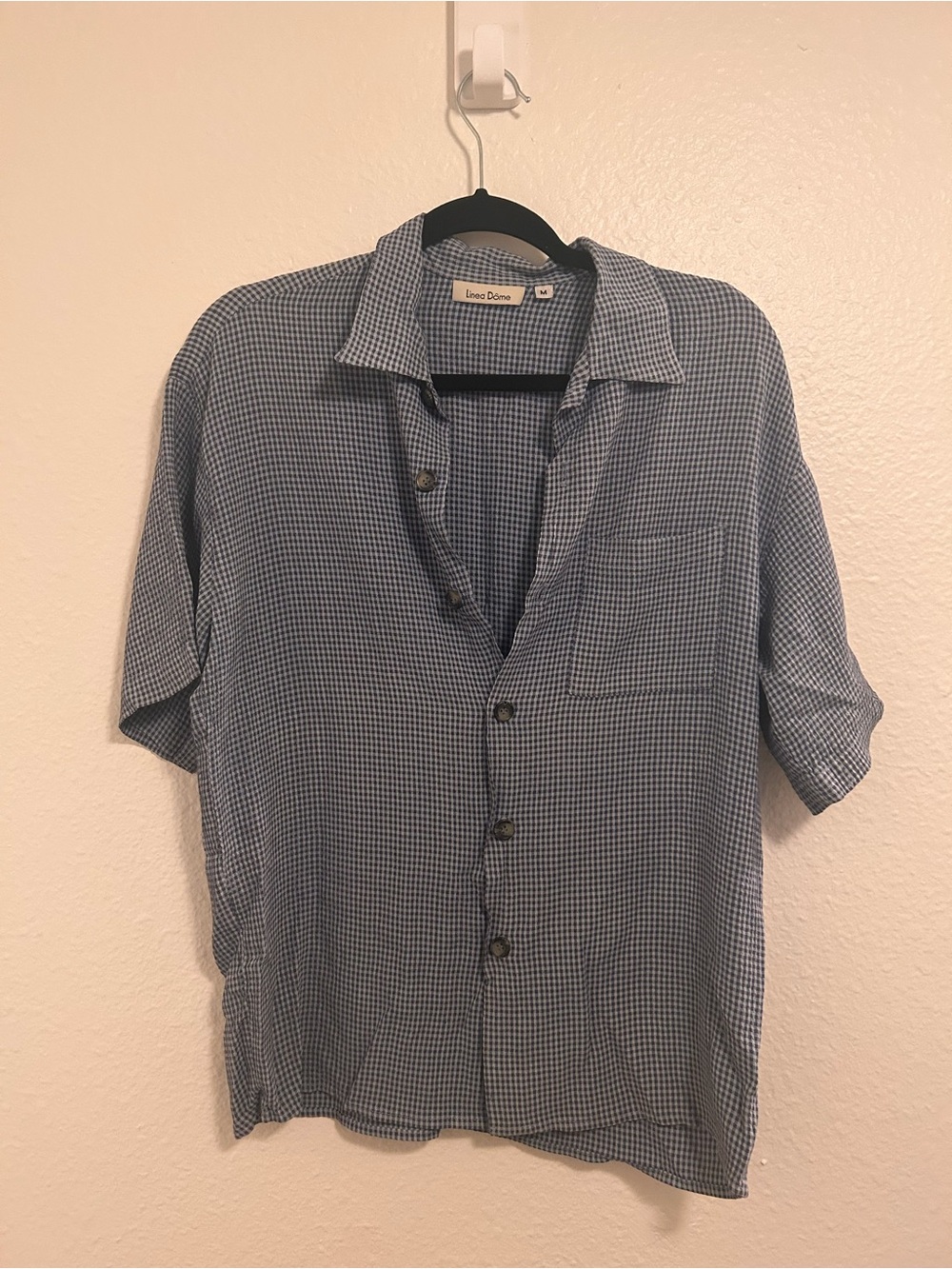 Blue Checked Short-Sleeve Button-Down Shirt